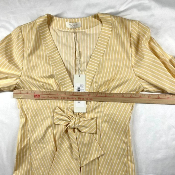 Petersyn Elinor Top NWT Plunging Neckline Long Sleeve Pleated Blouse Size XS - Picture 11 of 14